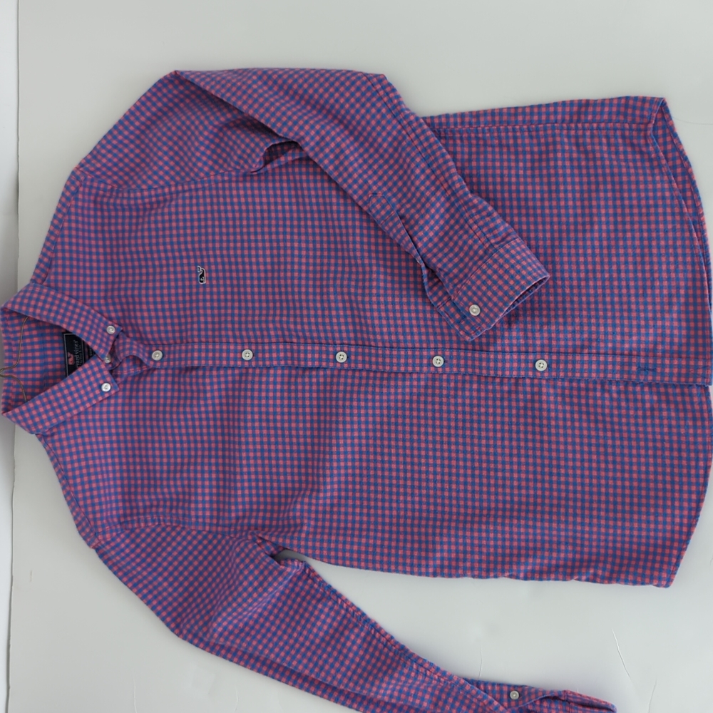 Vineyard Vines Gingham Whale Shirt Size XL 18 - Picture 1 of 5